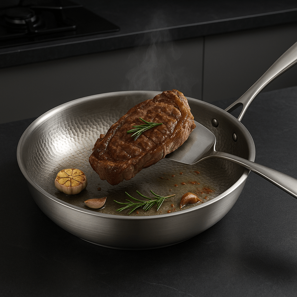 Frying Pan Stainless Steel Titanium Cooking Pan Induction Stove