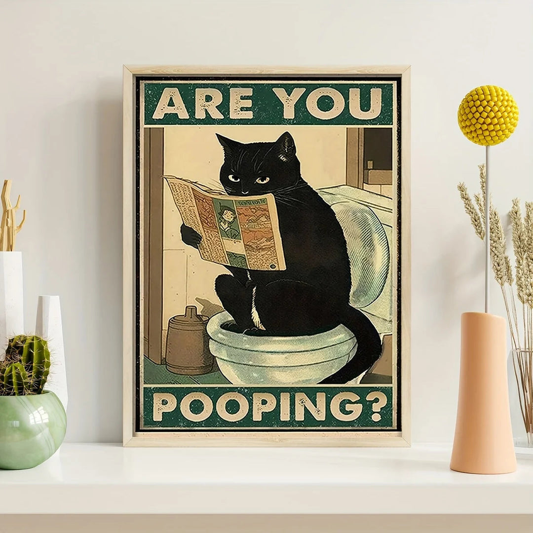 TabbyTimes - Affiche de chat vintage pour salon - Affiche de chat amusante pour décoration de salle de bain 0