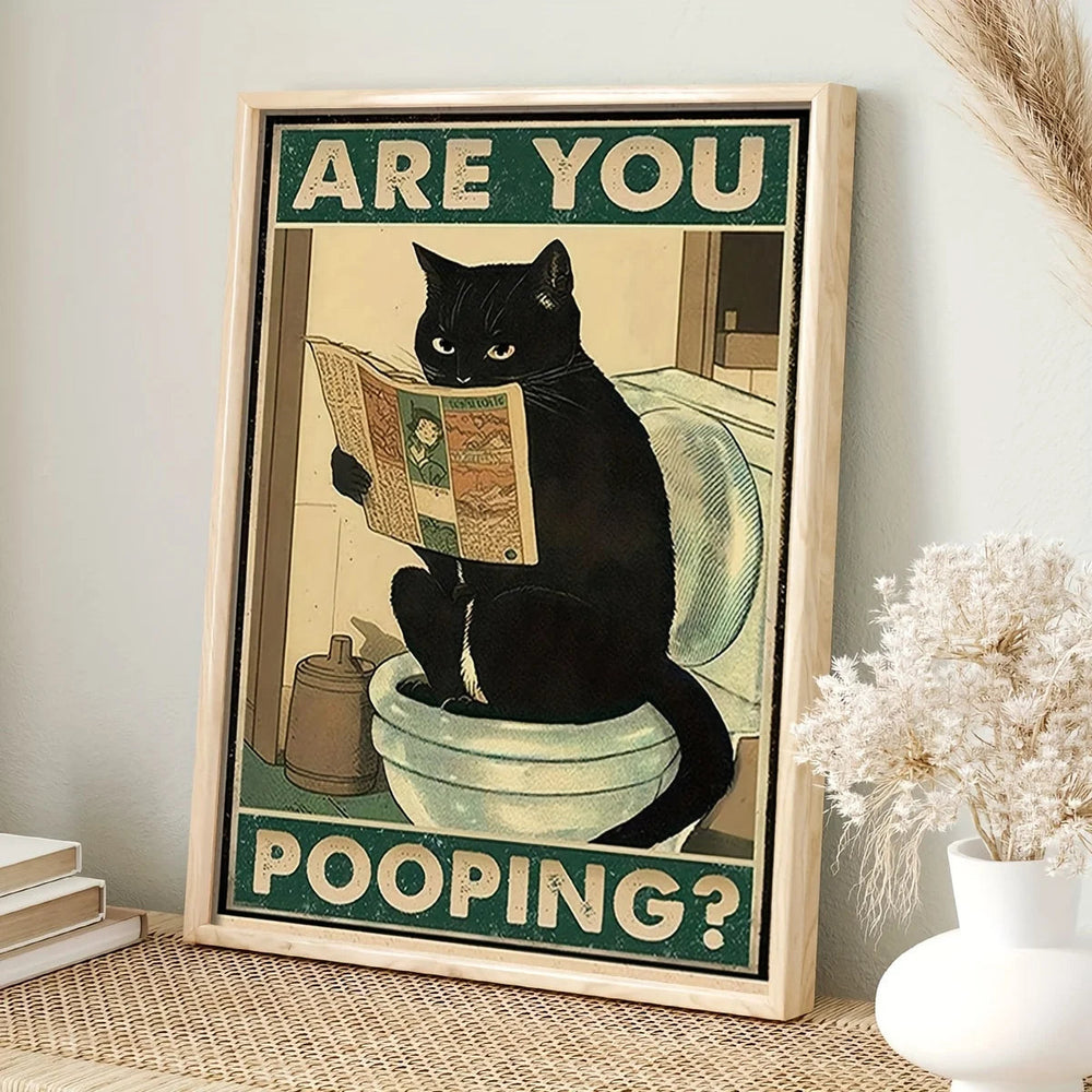 TabbyTimes - Affiche de chat vintage pour salon - Affiche de chat amusante pour décoration de salle de bain 1