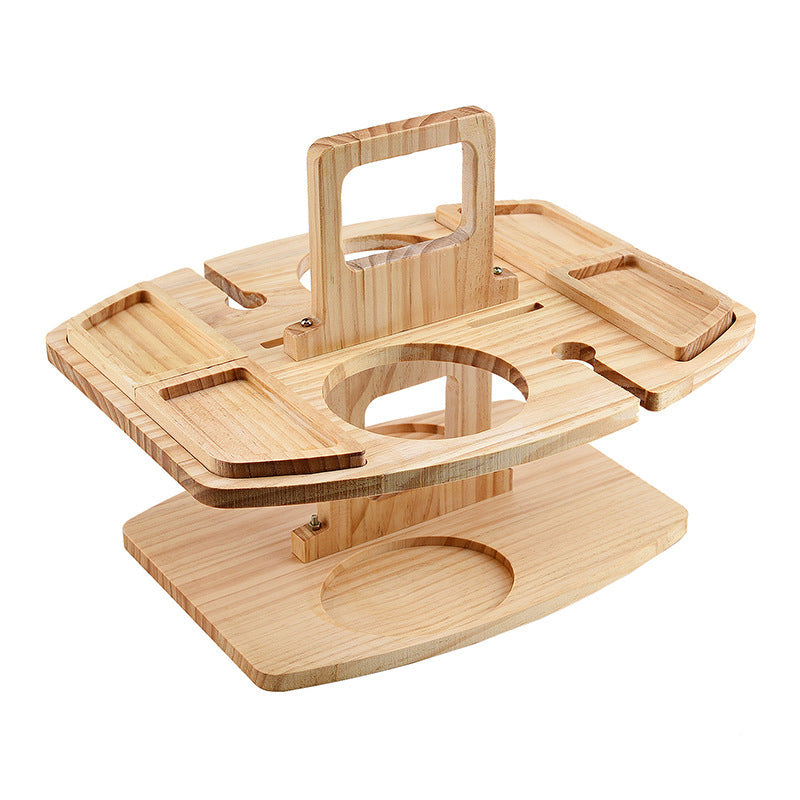 Table de Pique-Nique en Bois Portable avec Compartiments Pratiques pour Vin et Snacks – Design Élégant et Spacieux 2