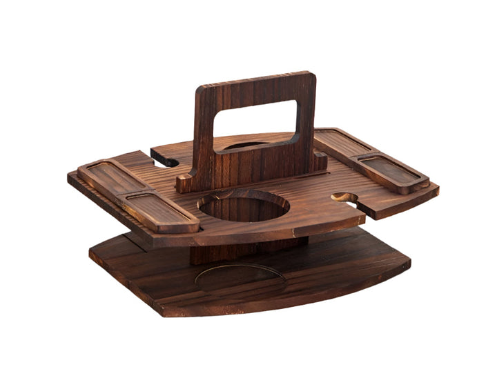 Table de Pique-Nique en Bois Portable avec Compartiments Pratiques pour Vin et Snacks – Design Élégant et Spacieux 9