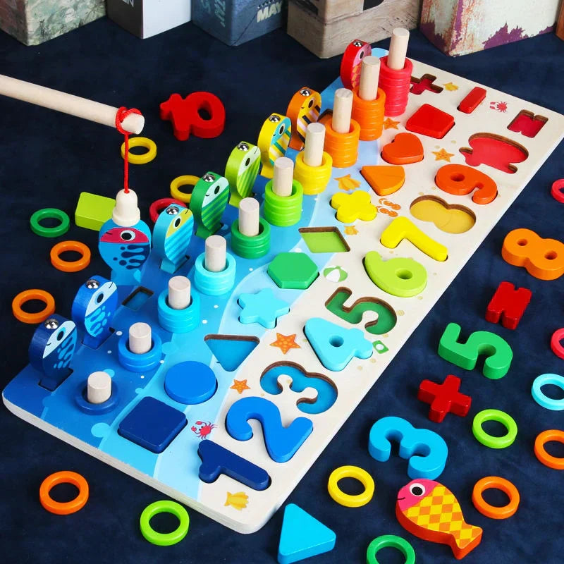 Tableau Éducatif en Bois Multi-Colorant pour Enfants - Puzzles Interactifs et Activités de Développement des Compétences 0