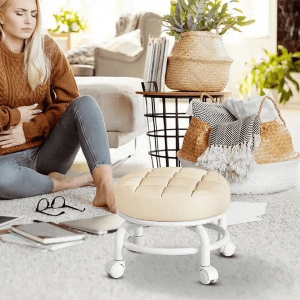 Tabouret Roulant Ergonomique Réglable avec Siège Rotatif à 360° - Flexibilité et Confort 1