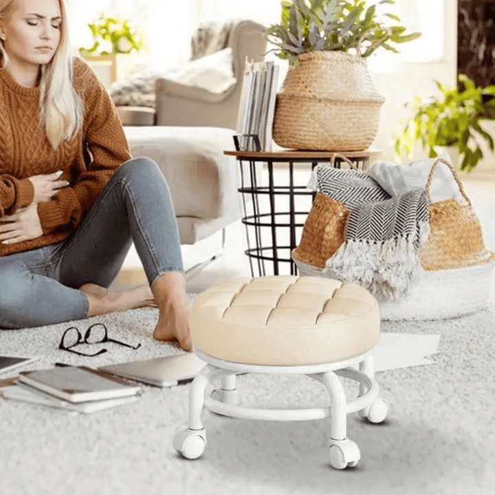 Tabouret Roulant Ergonomique Réglable avec Siège Rotatif à 360° - Flexibilité et Confort 1