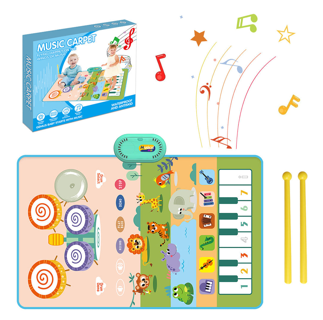 Tapis Musical Interactif pour Tout-Petits – 80 cm x 50 cm avec Sons de Piano et Lumières dansantes en PVC et Polyester 4