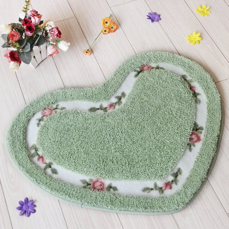 Tapis de Bain Antidérapant en Forme de Cœur – Tapis Salle de Bain Chic et Absorbant, 45x50 cm et 50x65 cm 0
