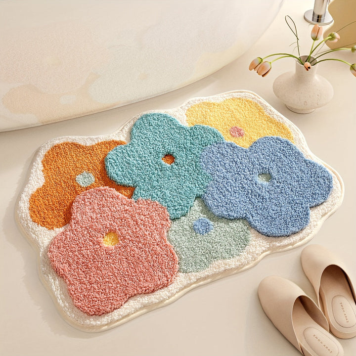 Tapis de Bain Floral Antidérapant Extra Absorbant 70 x 45 cm – Tapis de Salle de Bain Confortable et Élégant 2