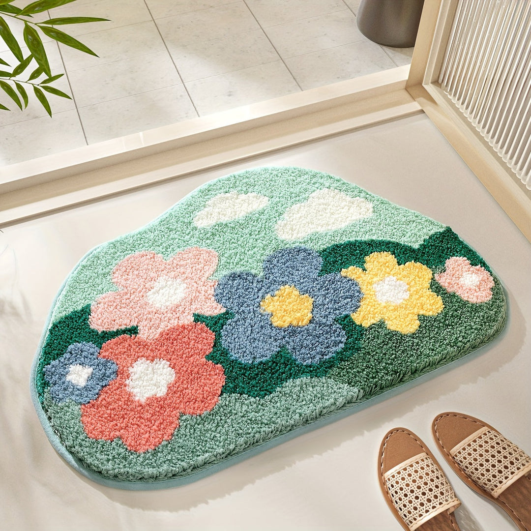 Tapis de Bain Floral Antidérapant Extra Absorbant 70 x 45 cm – Tapis de Salle de Bain Confortable et Élégant 3