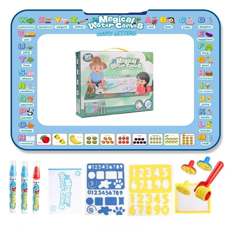 Tapis de Dessin Magique 100x80 cm - Réutilisable et Sûr pour Enfants avec Pinceaux Inclus 3