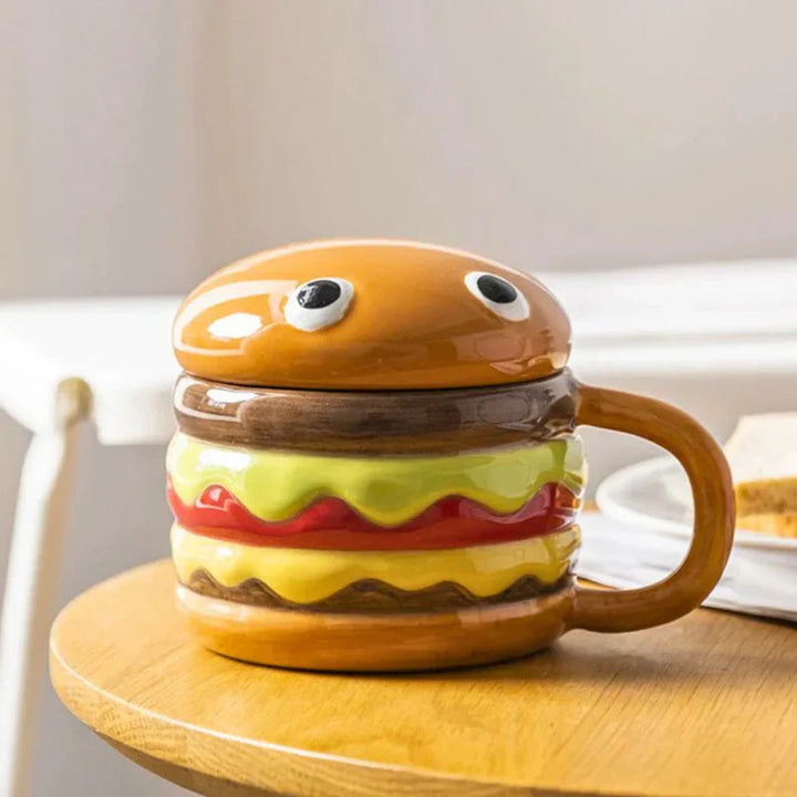 Tasse à Hamburger SnackSip en Céramique – Grande Capacité 400 ml pour Café et Thé avec Design Humoristique 1
