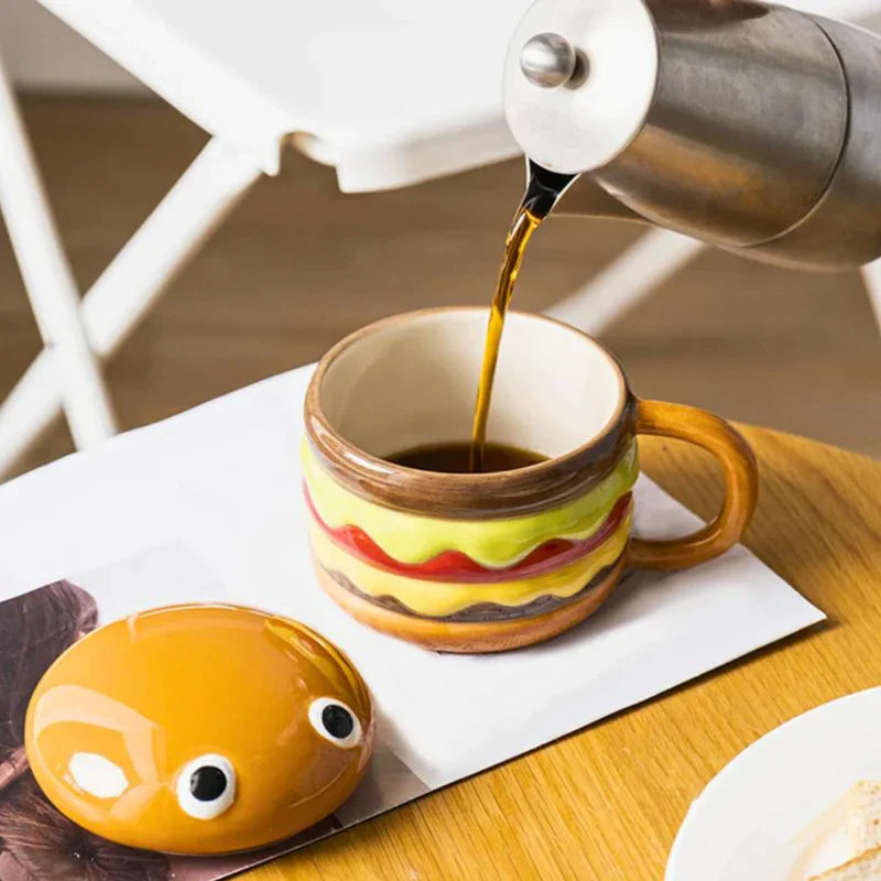 Tasse à Hamburger SnackSip en Céramique – Grande Capacité 400 ml pour Café et Thé avec Design Humoristique 4