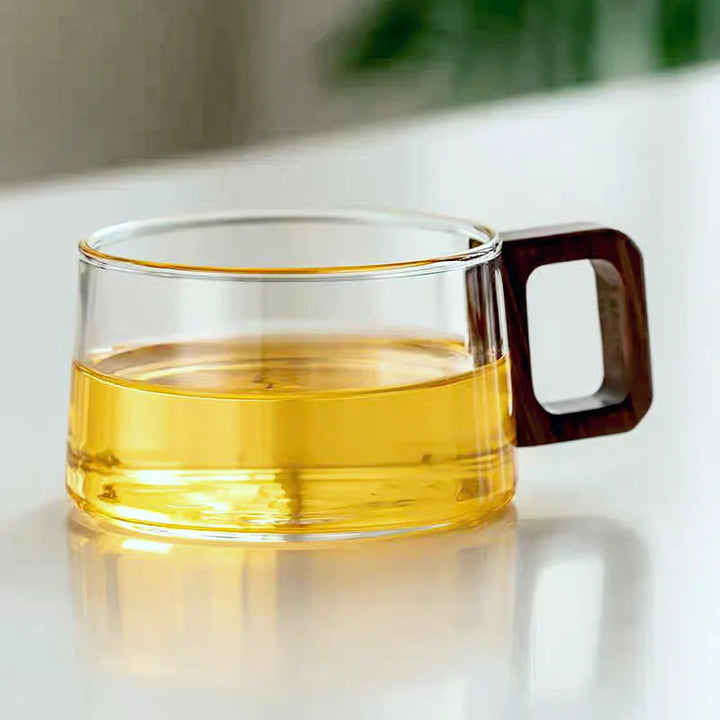 Tasses en Verre Borosilicate avec Détails en Bois – Tasse à Café en Verre Élégante 300 ml 3