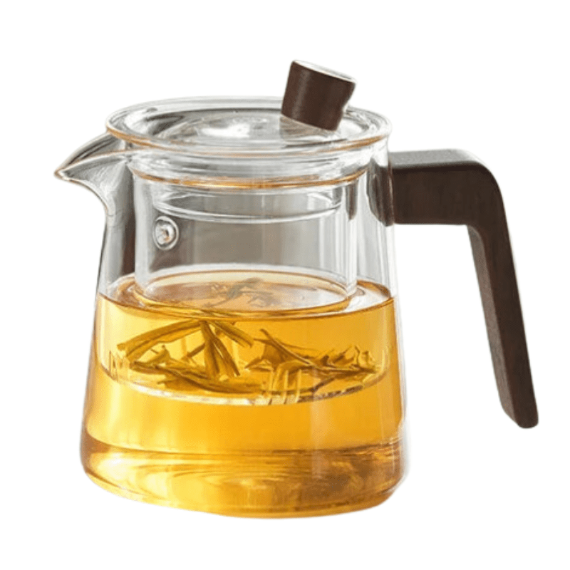 Théière en Verre avec Poignée en Bois – Design Rétro et Filtre Intégré, 530 ml, Élégante et Durable 4