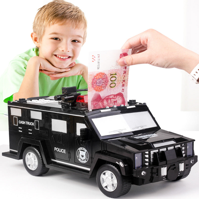 Tirelire Interactive Voiture de Police pour Enfants avec Effets Lumineux et Sonores – Économie Amusante et Éducative 0