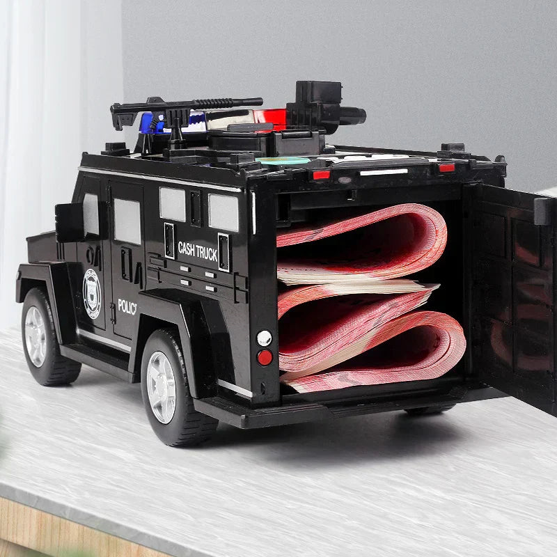 Tirelire Interactive Voiture de Police pour Enfants avec Effets Lumineux et Sonores – Économie Amusante et Éducative 4