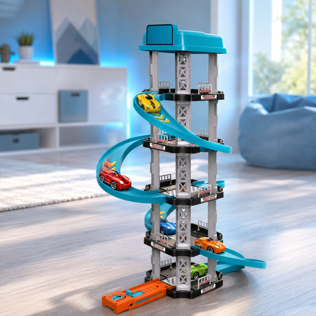 Toy Car Set Slide Tower Playset Kids