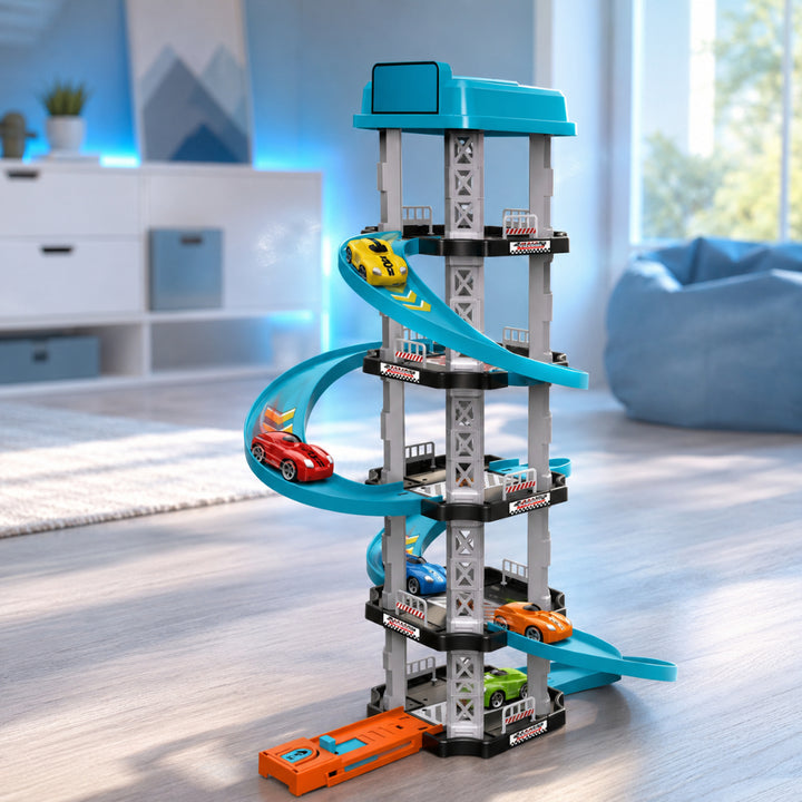 Toy Car Set Slide Tower Playset Kids
