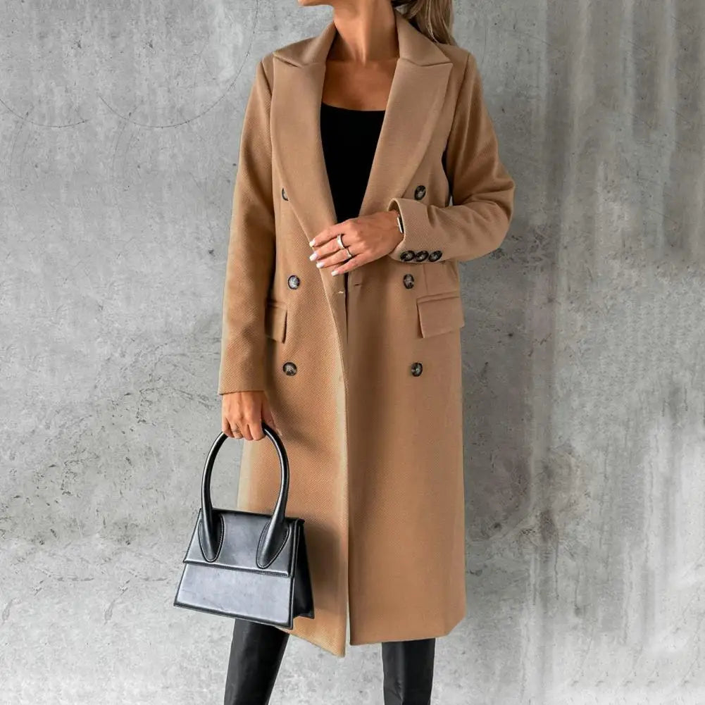 Trench Coat Femme Long Élégant à Double Boutonnage – Confort et Style Raffiné avec Poches Fonctionnelles 0