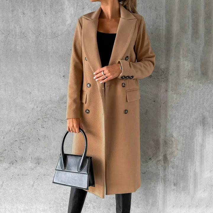 Trench Coat Femme Long Élégant à Double Boutonnage – Confort et Style Raffiné avec Poches Fonctionnelles 0