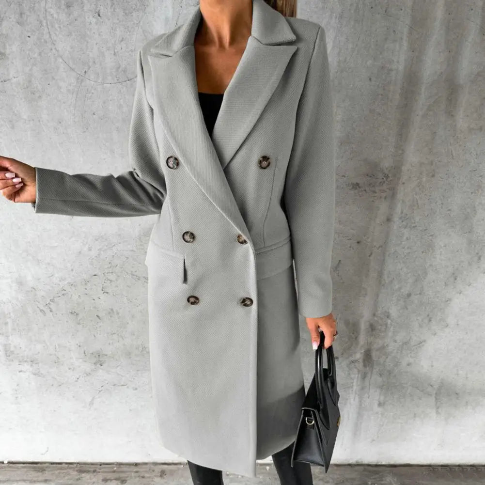 Trench Coat Femme Long Élégant à Double Boutonnage – Confort et Style Raffiné avec Poches Fonctionnelles 2