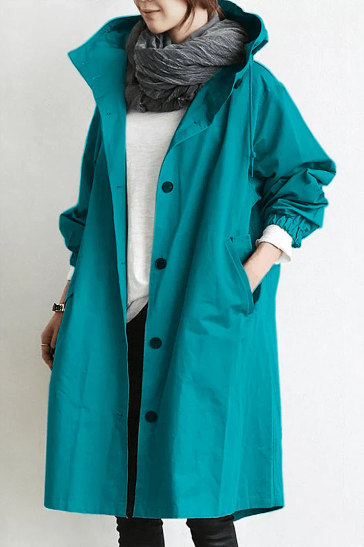 Trench Coat Femme Oversize Élégant avec Capuche et Poches – Tissu Léger Idéal pour la Mi-Saison 6