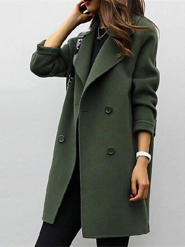 Trench Femme Noir Classique à Double Boutonnage – Manteau Hiver Élégant et Chaud pour Femme 0