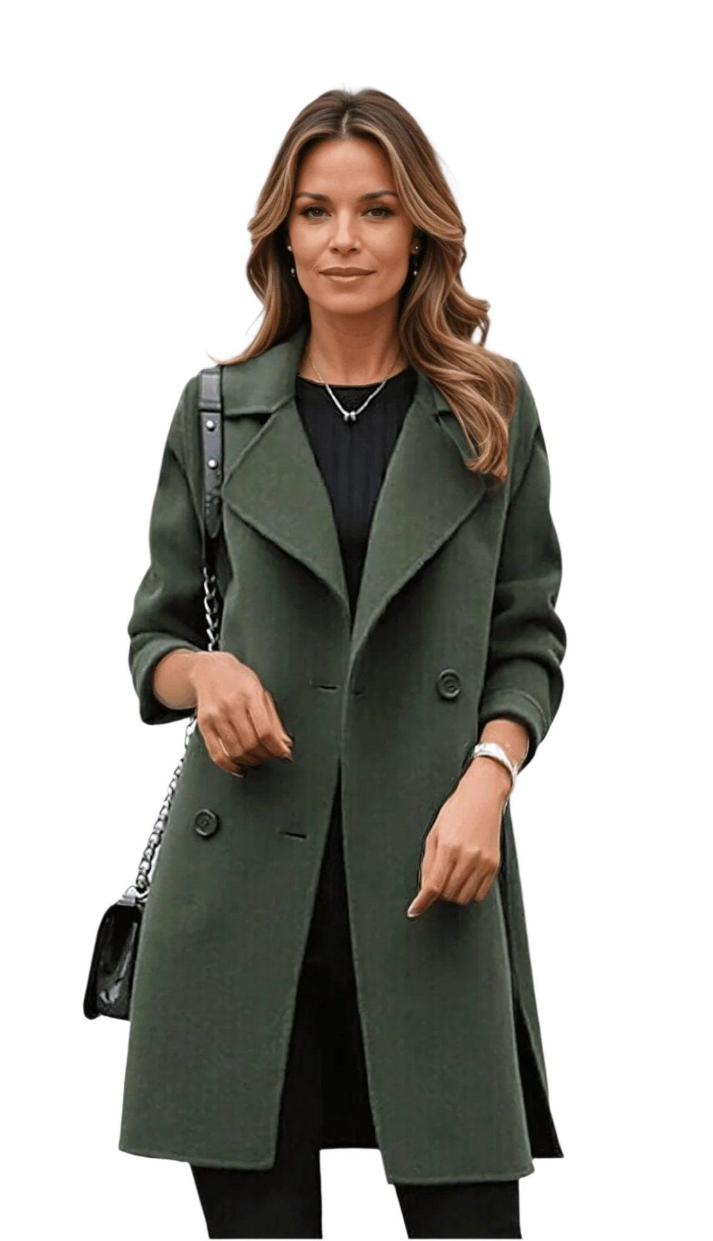 Trench Femme Noir Classique à Double Boutonnage – Manteau Hiver Élégant et Chaud pour Femme 1