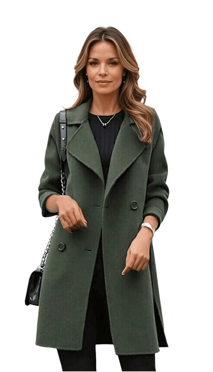 Trench Femme Noir Classique à Double Boutonnage – Manteau Hiver Élégant et Chaud pour Femme 1