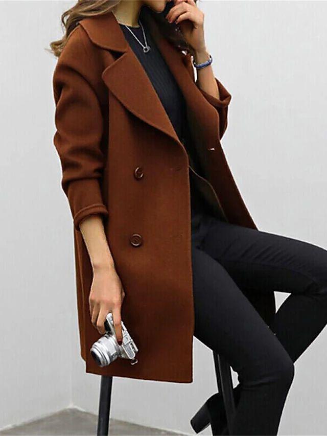 Trench Femme Noir Classique à Double Boutonnage – Manteau Hiver Élégant et Chaud pour Femme 2