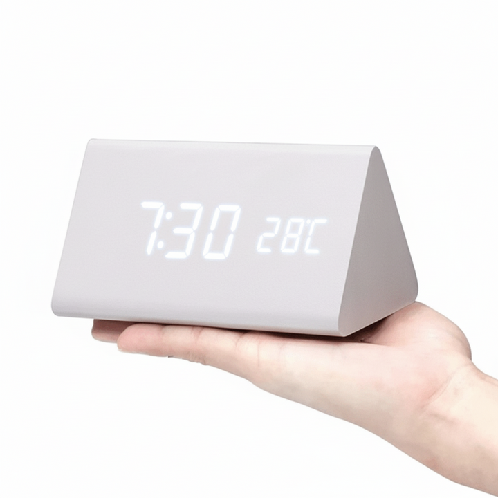 Sveglia Digitale LED Legno Controllo Voce Orologio Tavolo