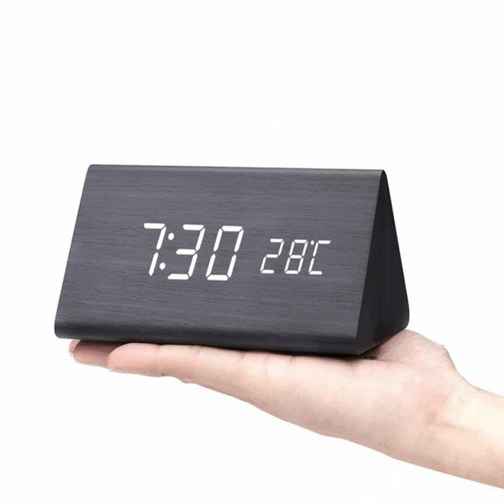 Sveglia Digitale LED Legno Controllo Voce Orologio Tavolo