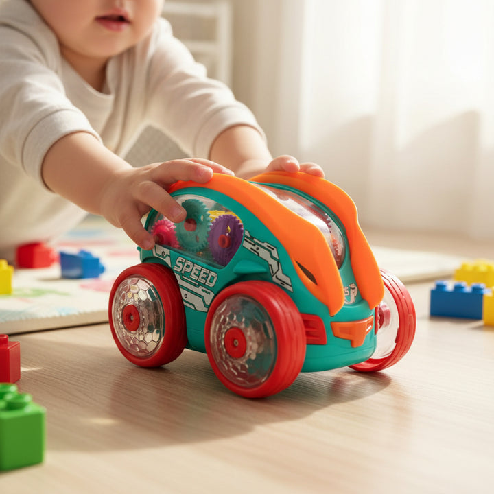 Kids Toy Car LED Light Music Stunt Car Spinning Action Toy