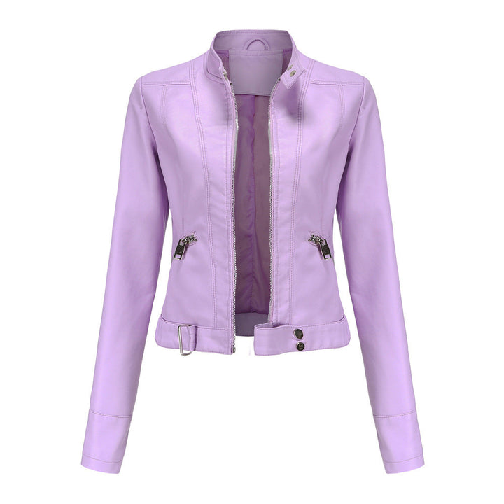 Veste Femme Élégante en PU avec Col Haut et Poches Zippées – Coupe Slim Moderne 3