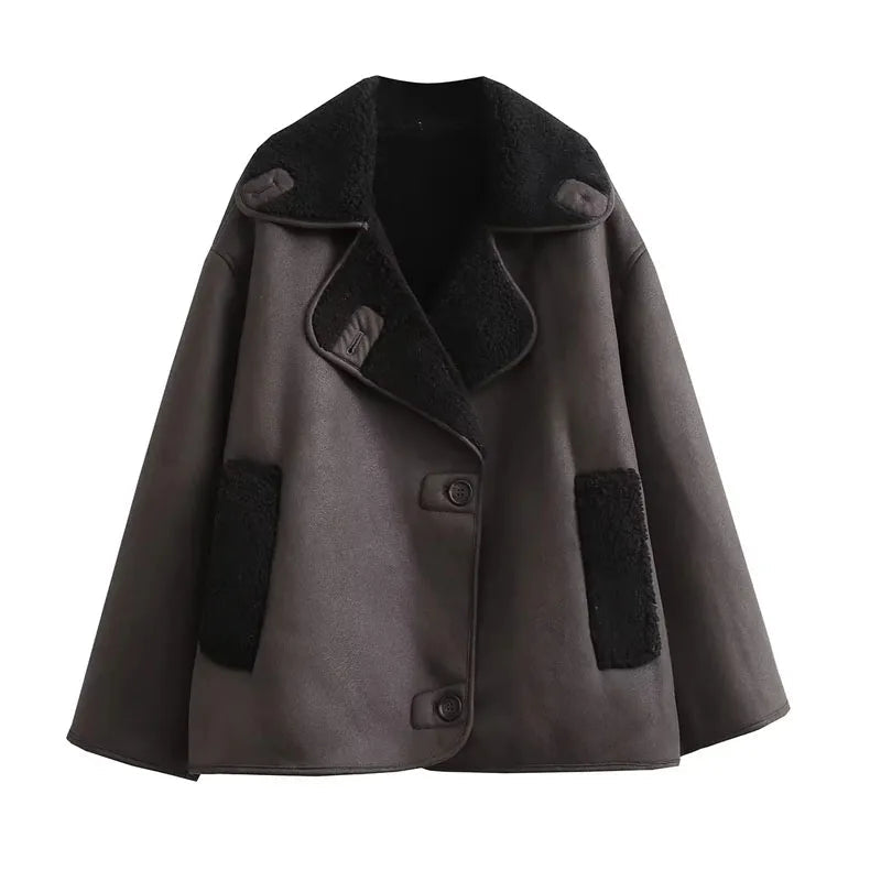 Veste d'Hiver Femme Élégante en PU avec Doublure en Peluche – Confortable et Chic pour Automne et Hiver 5