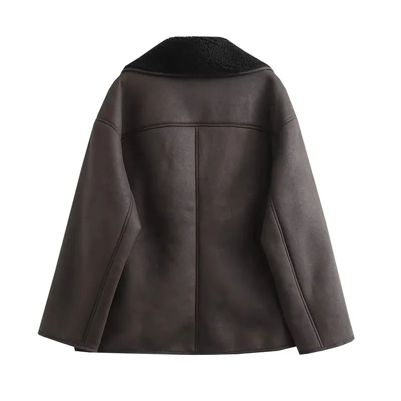 Veste d'Hiver Femme Élégante en PU avec Doublure en Peluche – Confortable et Chic pour Automne et Hiver 6