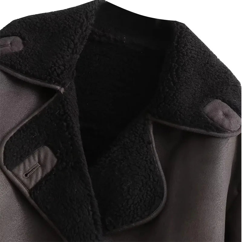 Veste d'Hiver Femme Élégante en PU avec Doublure en Peluche – Confortable et Chic pour Automne et Hiver 7