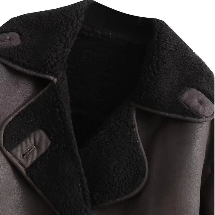 Veste d'Hiver Femme Élégante en PU avec Doublure en Peluche – Confortable et Chic pour Automne et Hiver 7