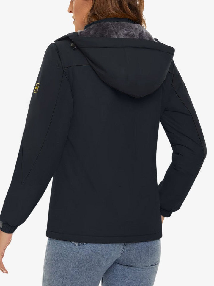 Veste de ski imperméable haut de gamme pour femme - Veste d'hiver avec capuche ajustable et doublure thermique 3
