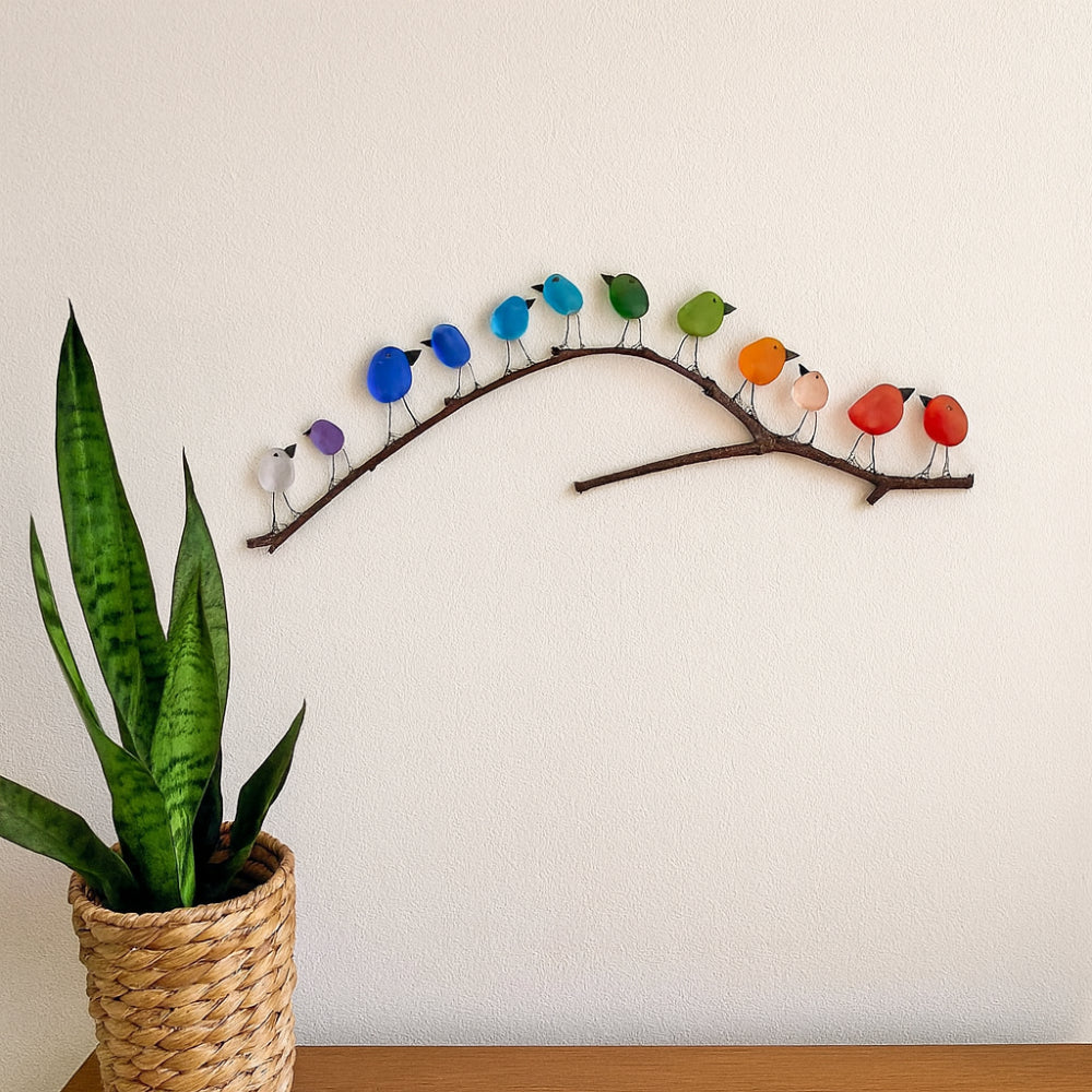 Wall Art Sea Glass Bird Driftwood Display