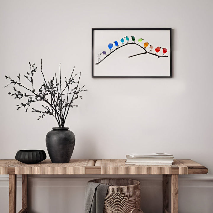 Wall Art Sea Glass Bird Driftwood Display