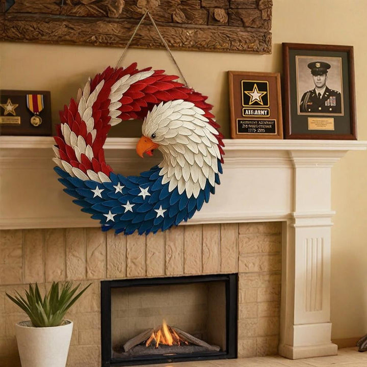 Wall Art Veterans Eagle Wreath Boxwood Display