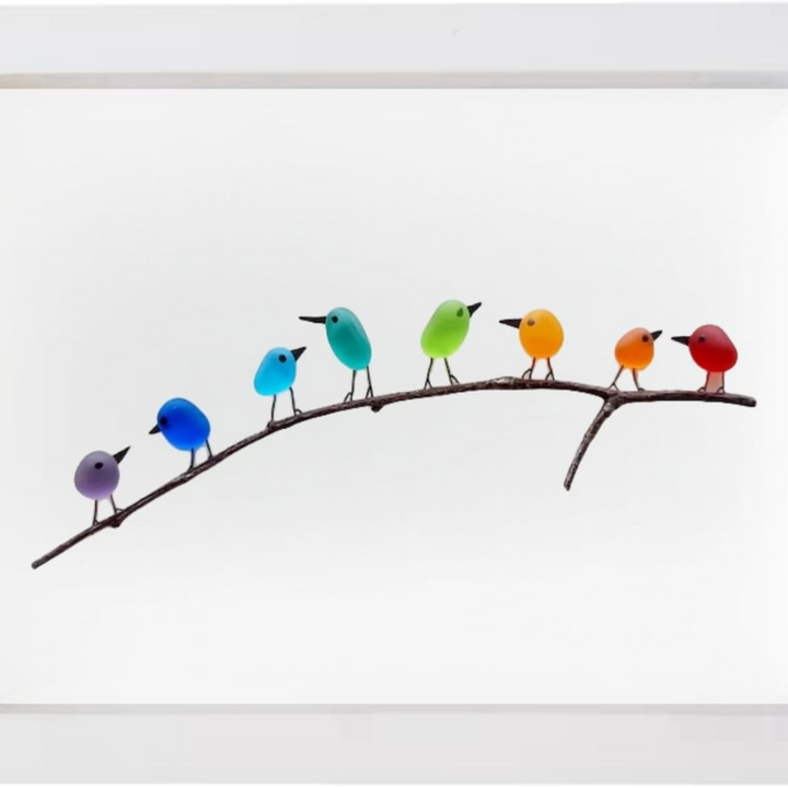 Wall Art Sea Glass Bird Driftwood Display