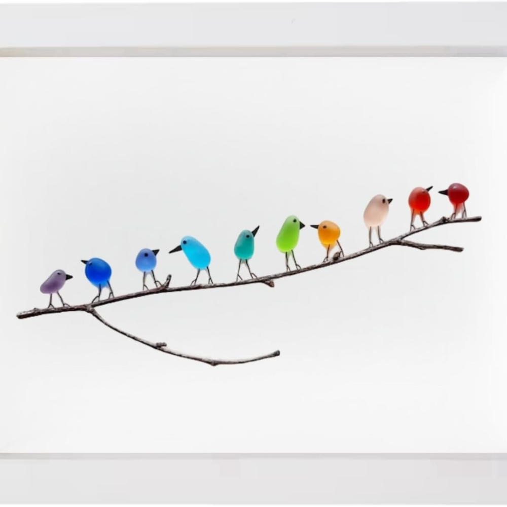 Wall Art Sea Glass Bird Driftwood Display