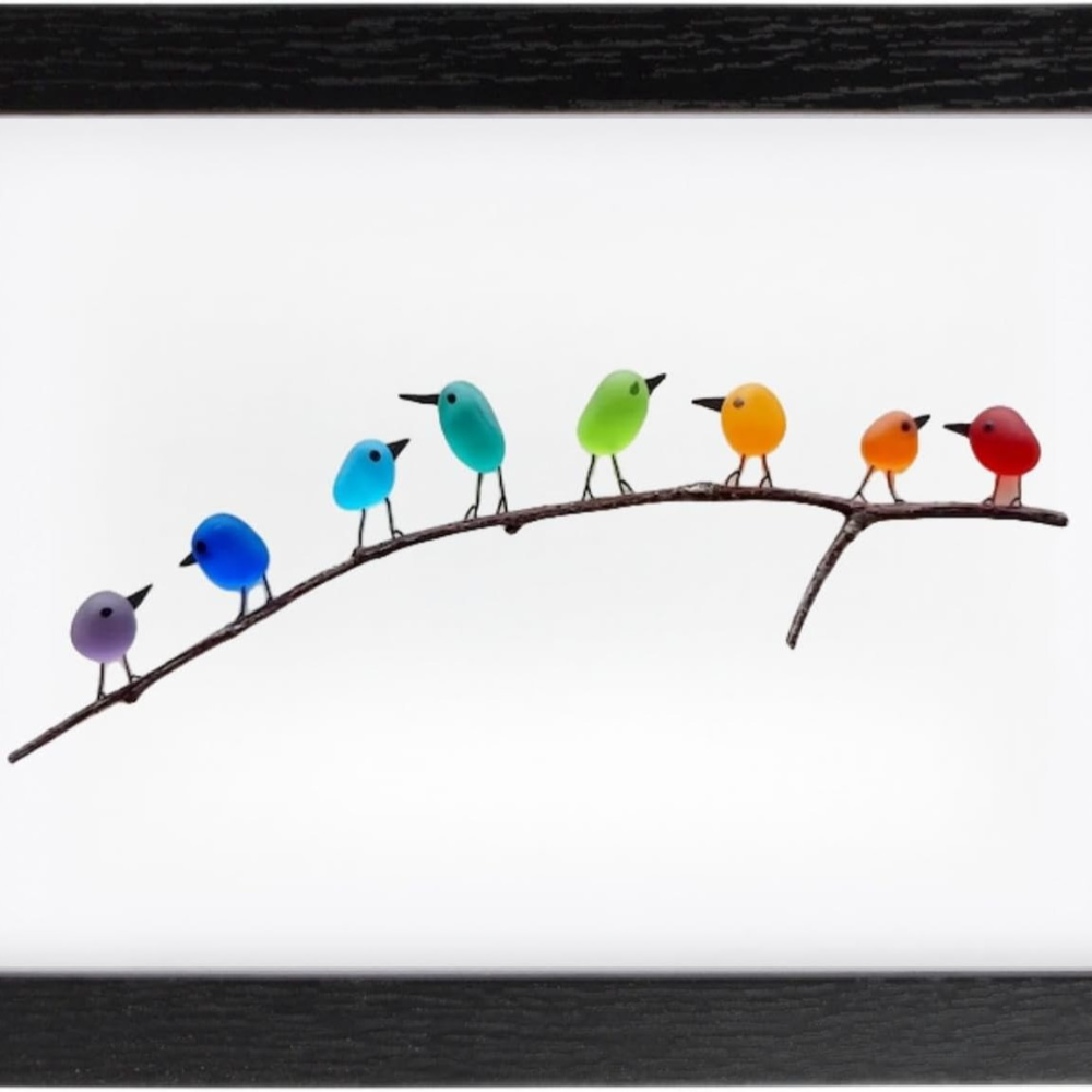 Wall Art Sea Glass Bird Driftwood Display