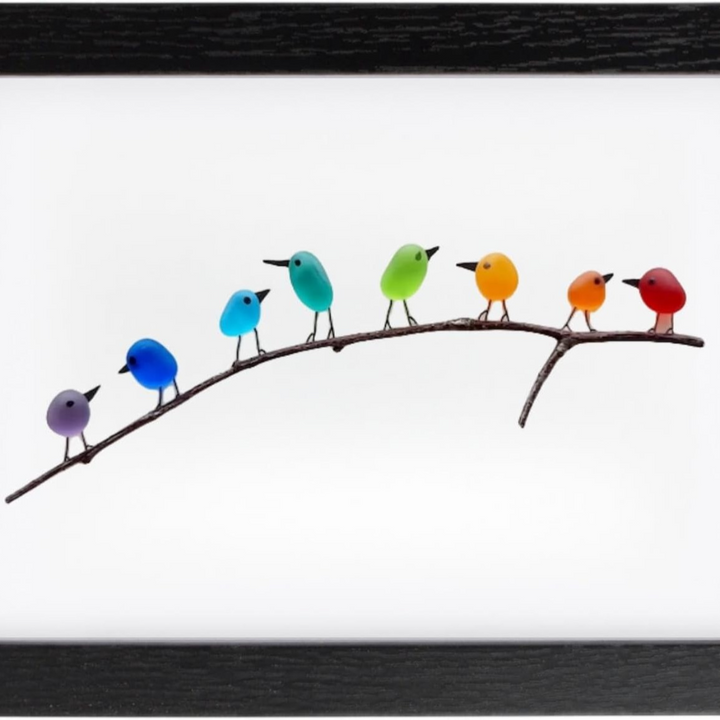 Wall Art Sea Glass Bird Driftwood Display