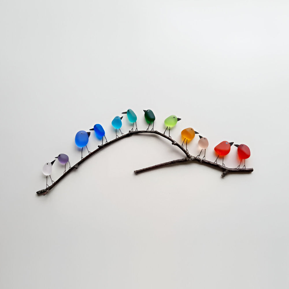 Wall Art Sea Glass Bird Driftwood Display