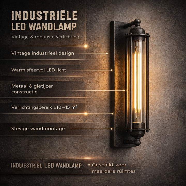 Applique Parete LED Metallo Stile Industriale Vintage