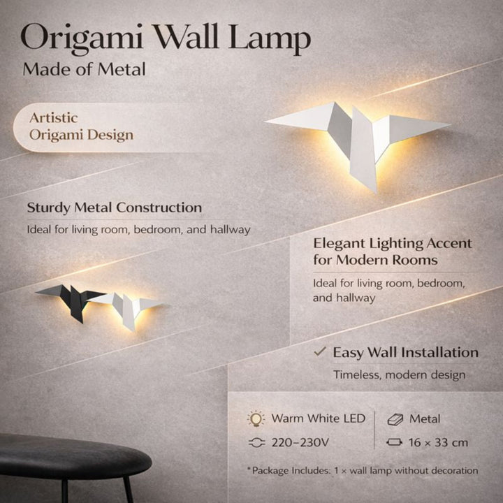 Lampada da parete in metallo origami LED per interni