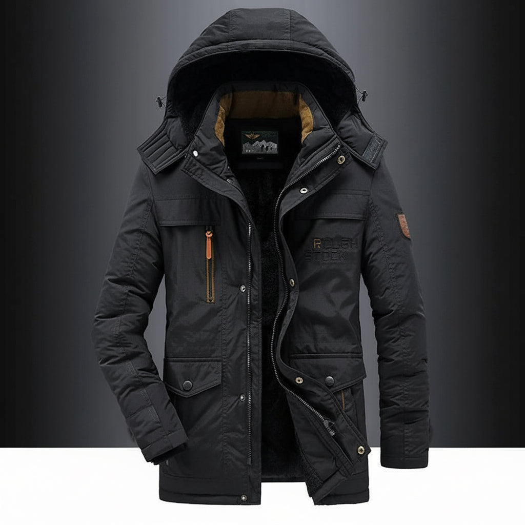 Winter Jacket Quilted Parka Hooded Windproof Outdoor Coat