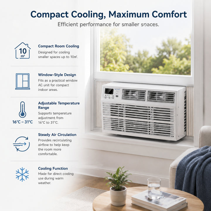 Window AC Unit Smart Cooling Quiet Room Air Conditioner